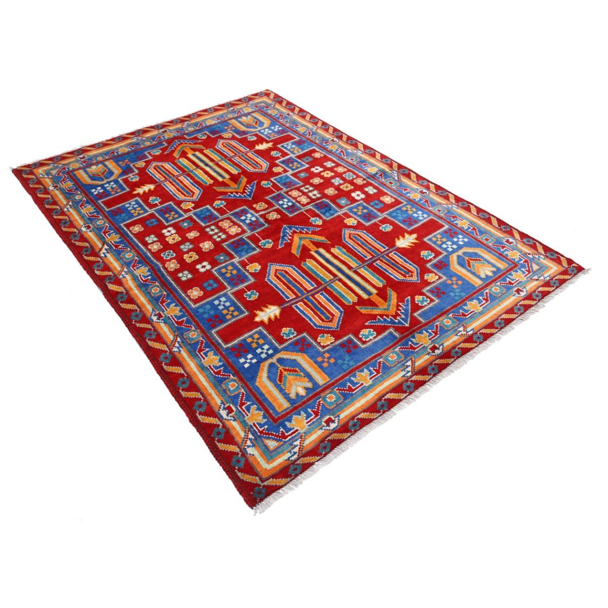 Revival 5x7 Handmade Double Knotted Washable Wool Rug - Colorful