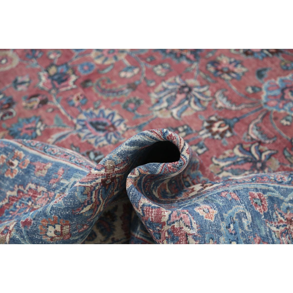 Vintage 13x14 Handmade Double Knotted Washable Wool Rug - Soft Hues - Square