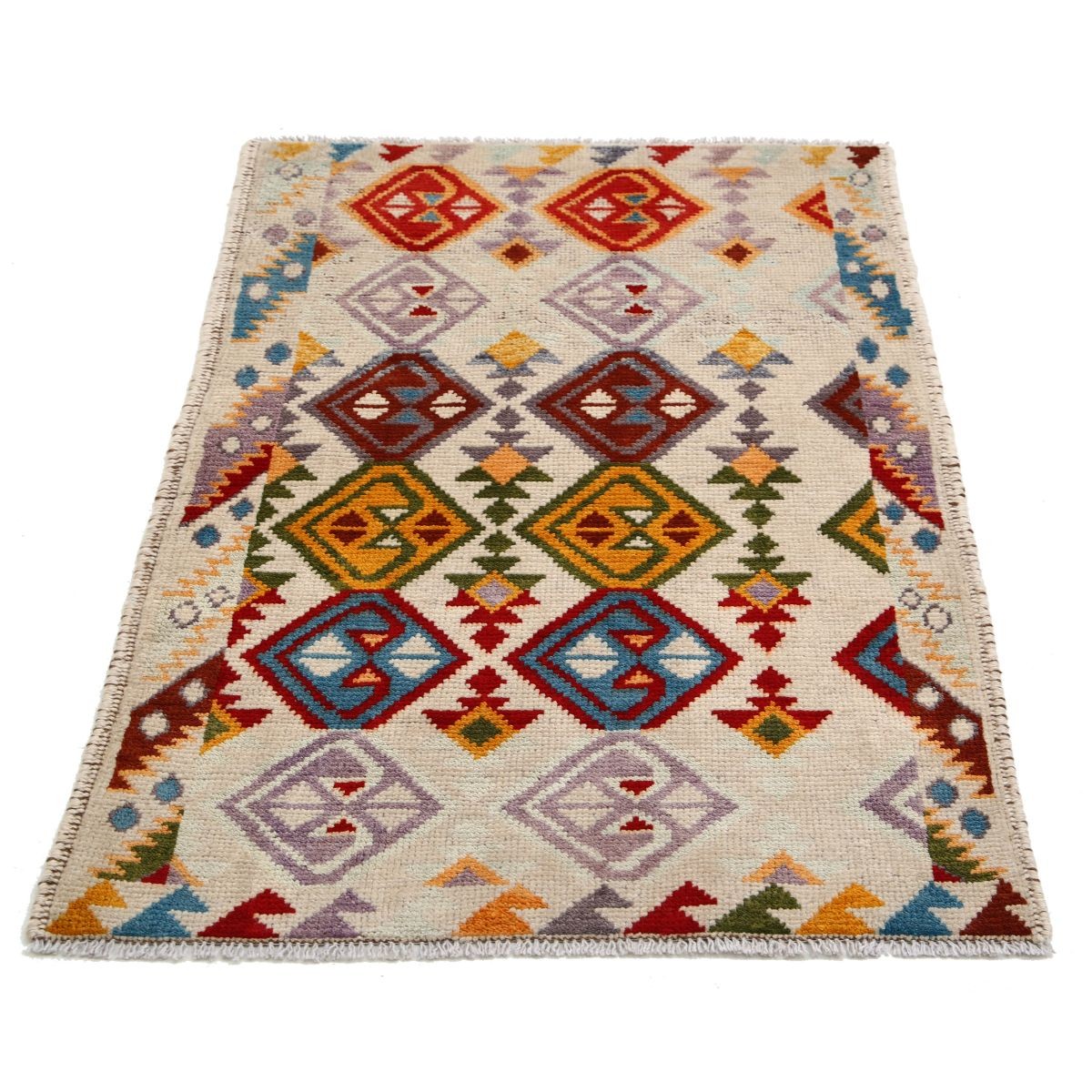 Revival 3x4 Handmade Double Knotted Washable Wool Rug - Colorful
