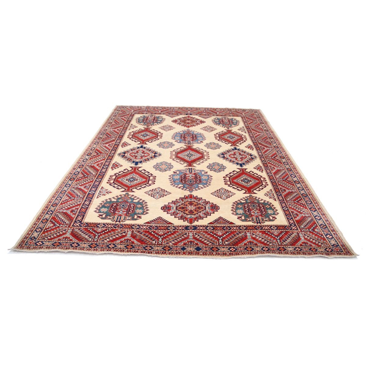 Kazak 8x10 Handmade Double Knotted Washable Wool Rug - Colorful