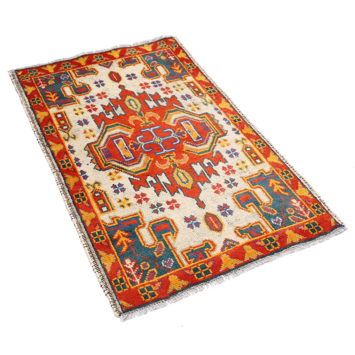 Revival 3x4 Handmade Double Knotted Washable Wool Rug - Colorful
