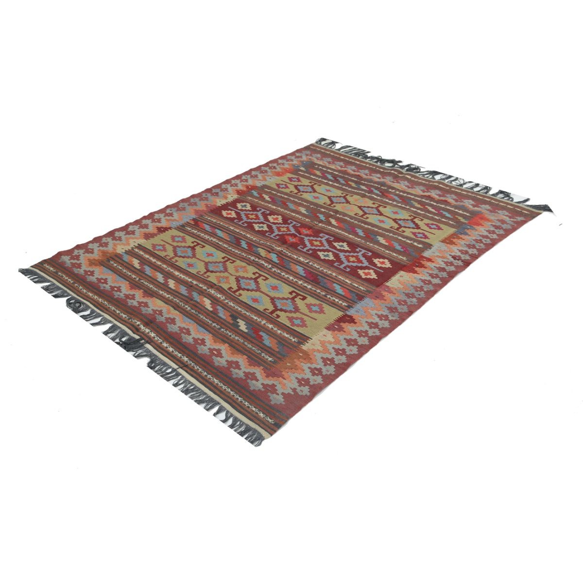 Kafkaas 5x6 Hand Woven Washable Wool Rug - Colorful