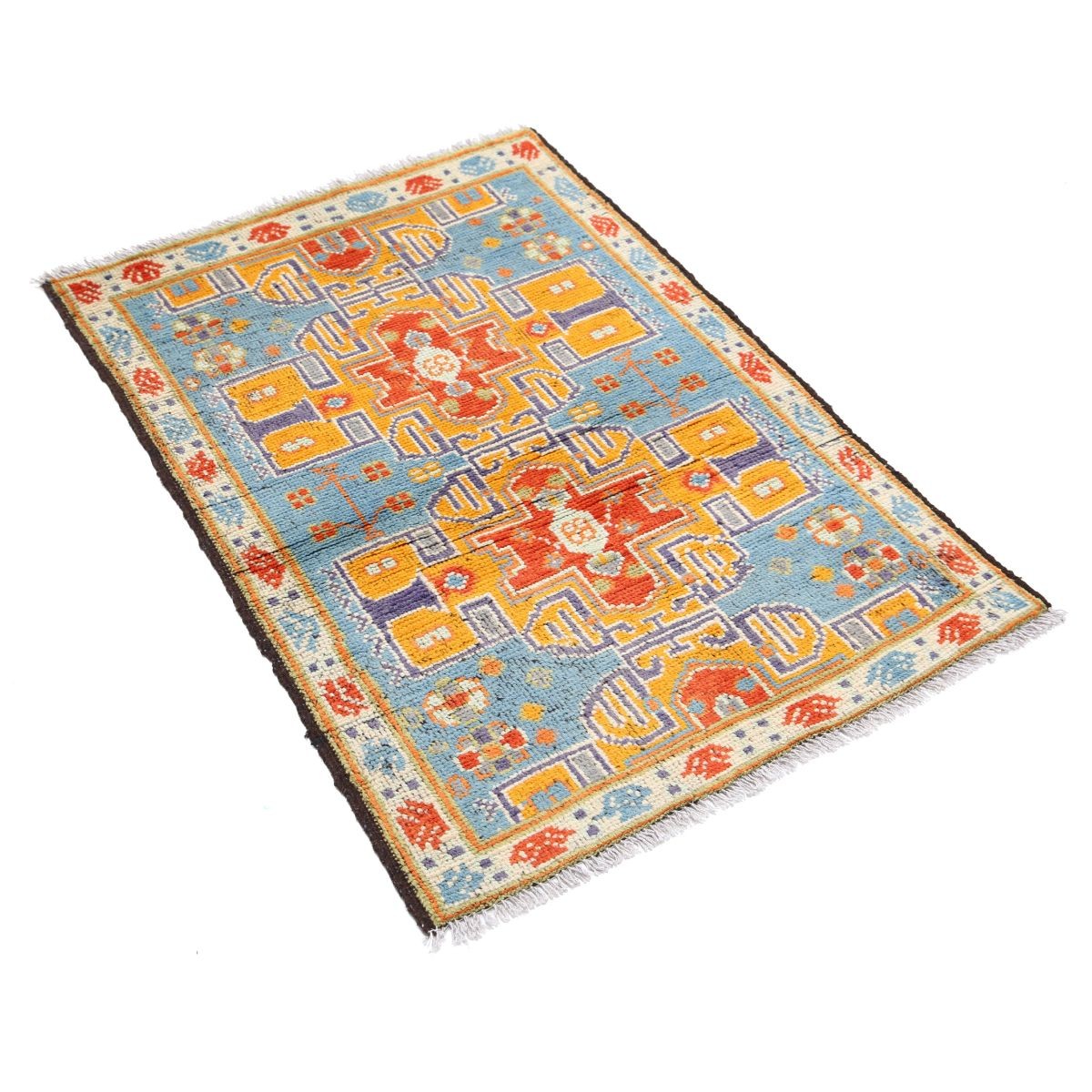 Revival 3x4 Handmade Double Knotted Washable Wool Rug - Colorful