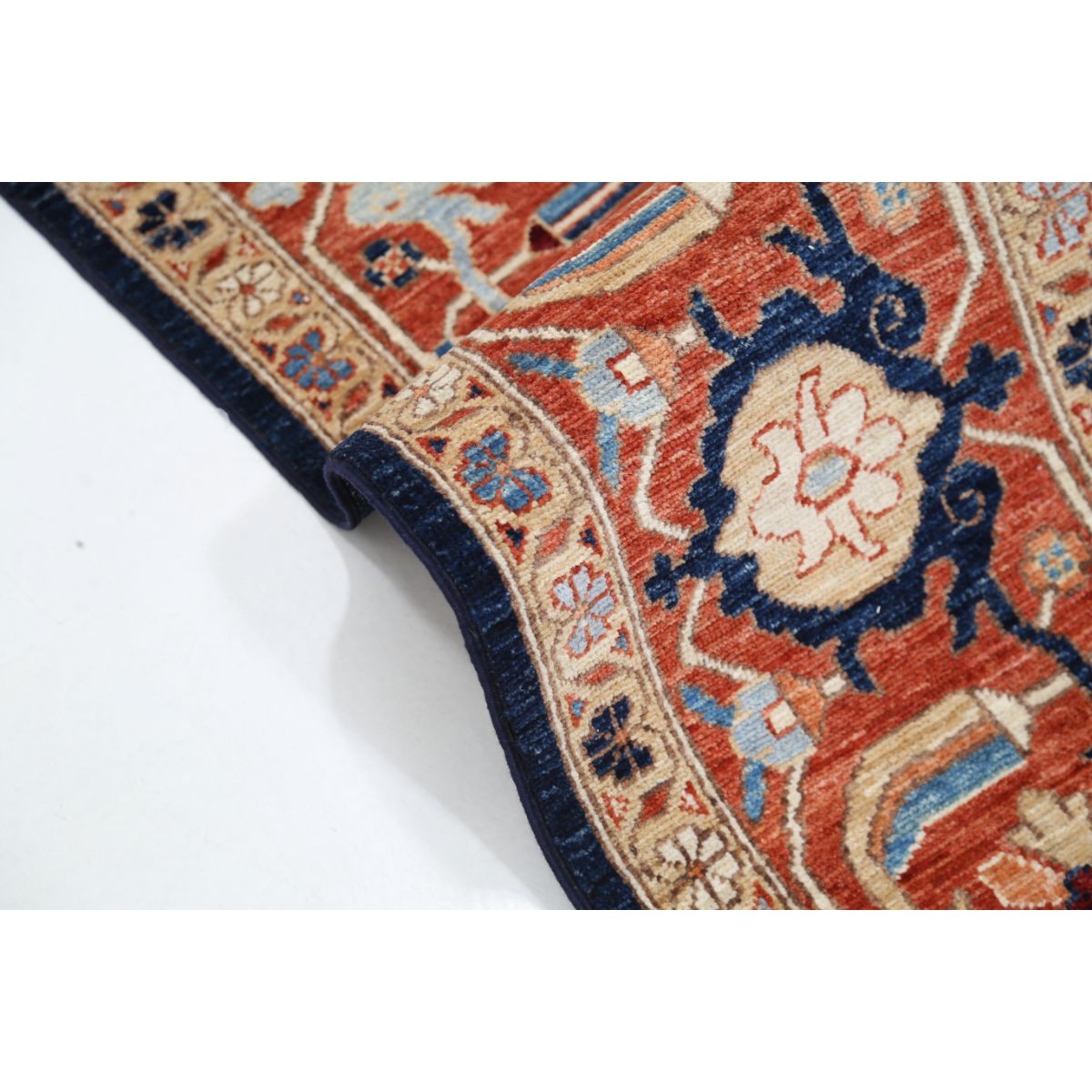 Heriz 9x12 Handmade Double Knotted Washable Wool Rug - Colorful
