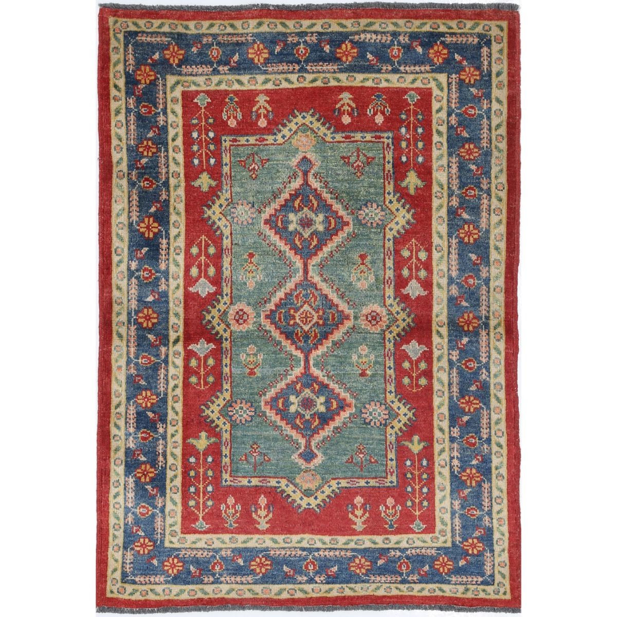 Revival 3x4 Handmade Double Knotted Washable Wool Rug - Colorful