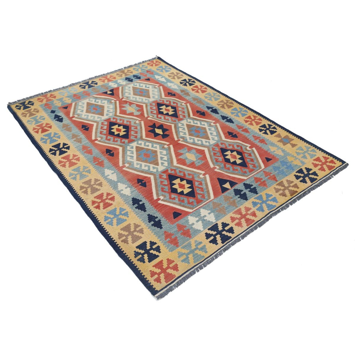 Kafkaas 5x7 Hand Woven Washable Wool Rug - Colorful