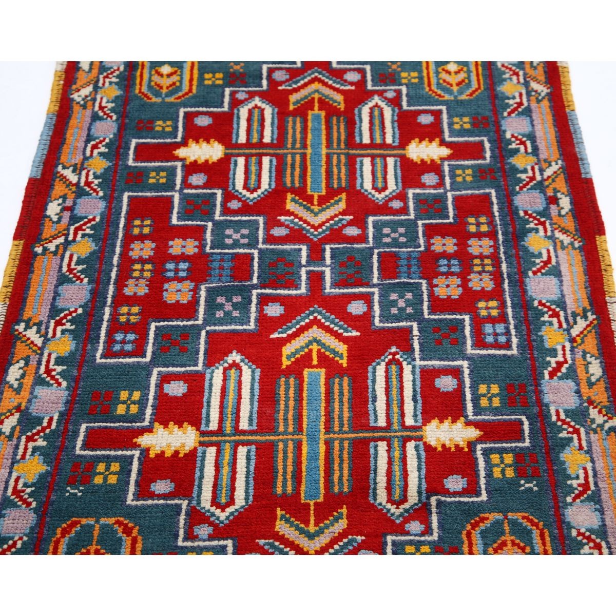 Revival 3x4 Handmade Double Knotted Washable Wool Rug - Colorful