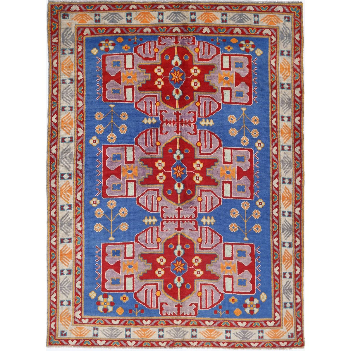 Revival 5x8 Handmade Double Knotted Washable Wool Rug - Colorful