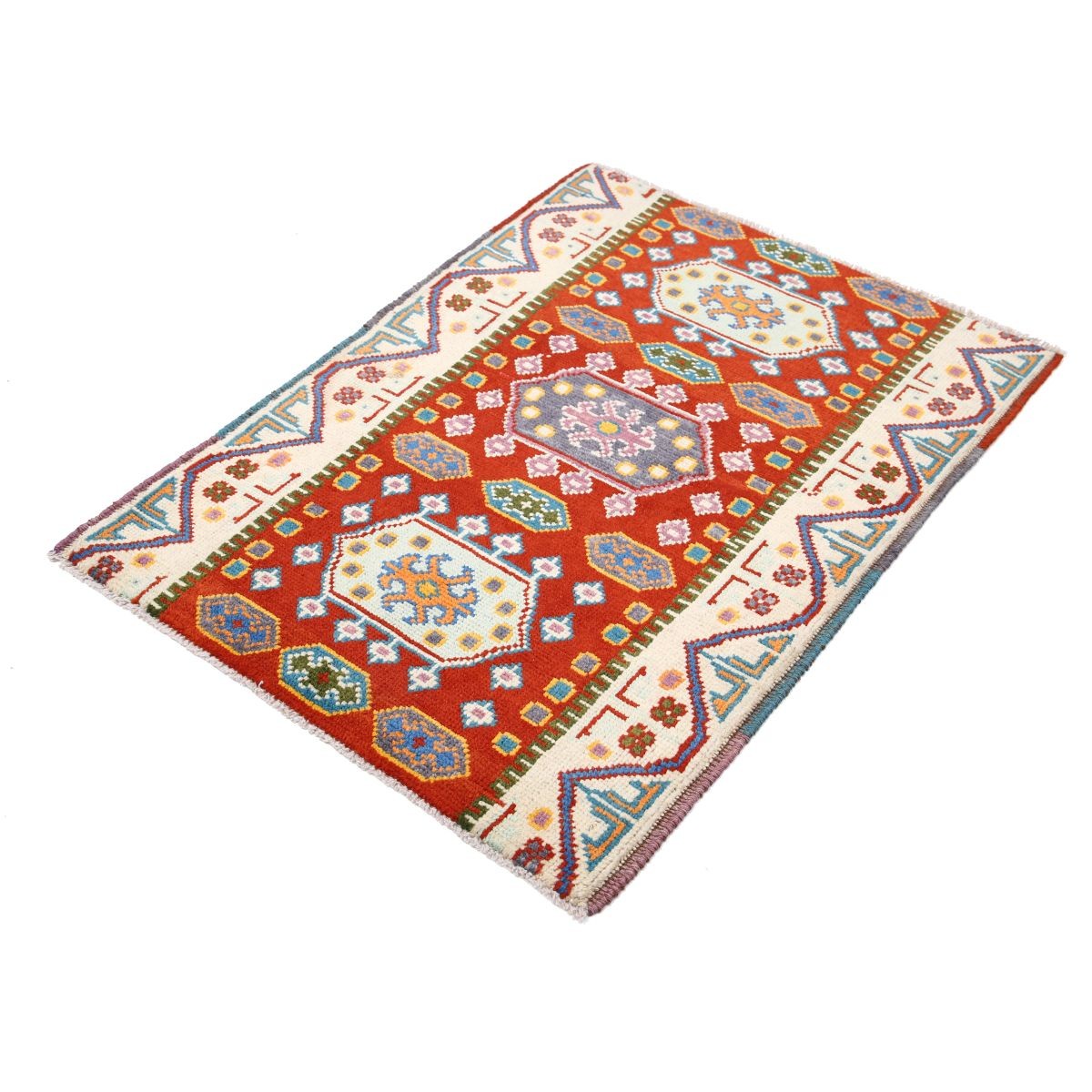 Revival 3x4 Handmade Double Knotted Washable Wool Rug - Colorful