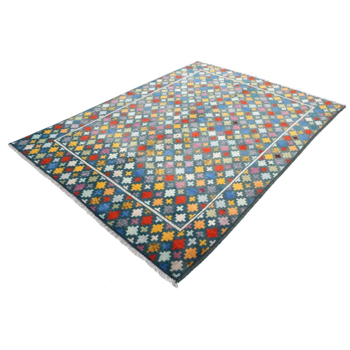 Revival 6x8 Handmade Double Knotted Washable Wool Rug - Colorful