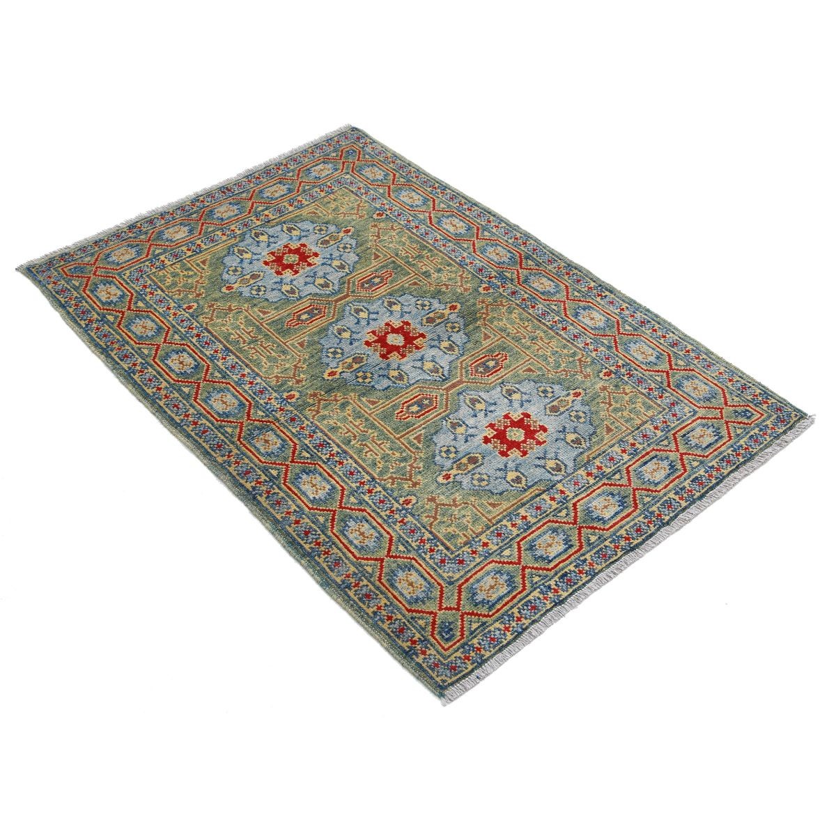 Revival 3x4 Handmade Double Knotted Washable Wool Rug - Colorful