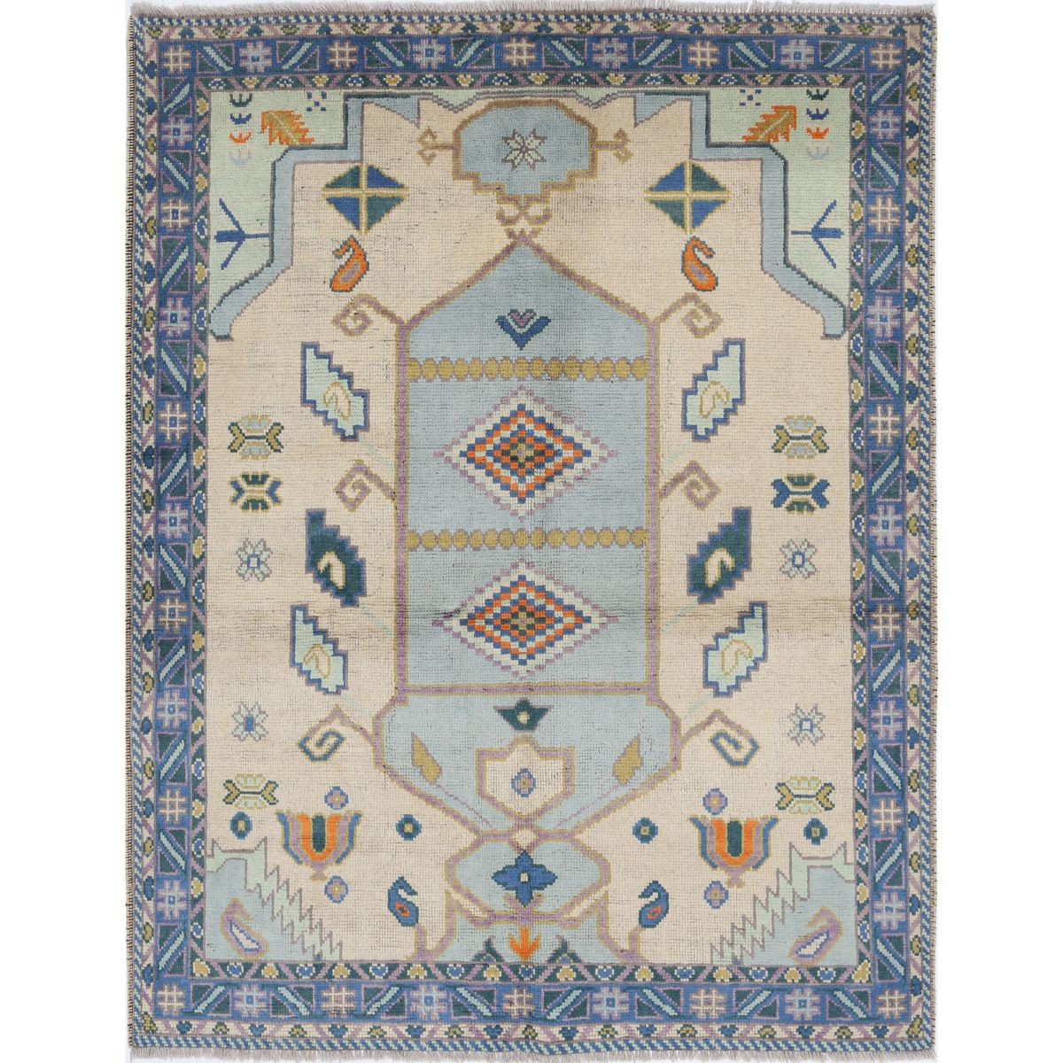 Revival 5x7 Handmade Double Knotted Washable Wool Rug - Colorful