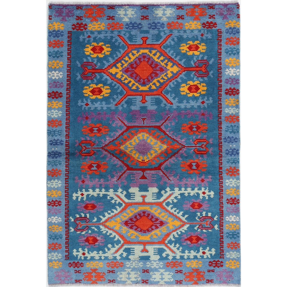 Revival 3x5 Handmade Double Knotted Washable Wool Rug - Colorful