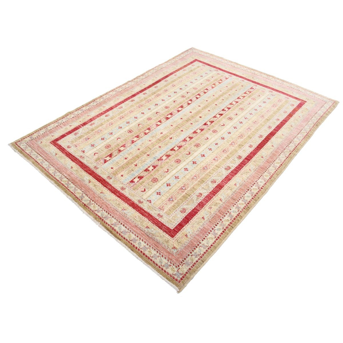 Shaal 5x7 Handmade Double Knotted Washable Wool Rug - Colorful