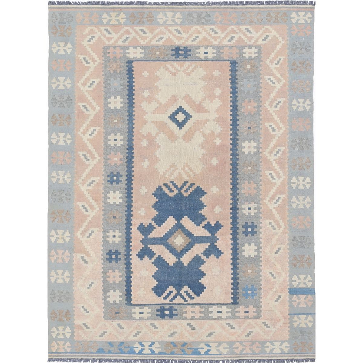 Kafkaas 5x7 Hand Woven Washable Wool Rug - Soft Hues