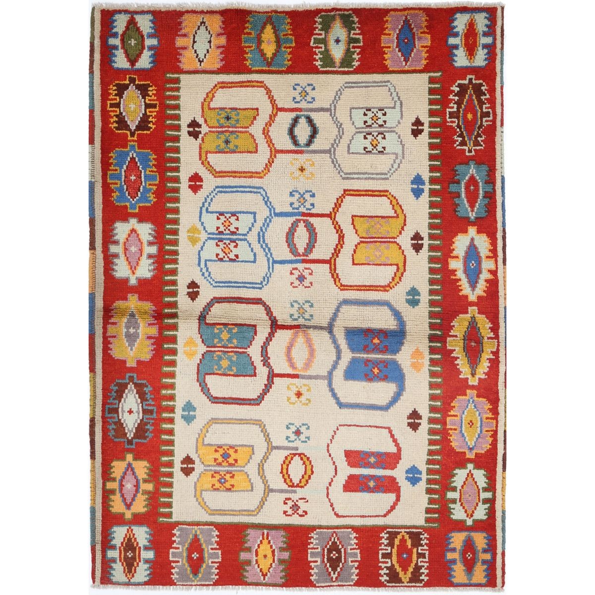 Revival 3x4 Handmade Double Knotted Washable Wool Rug - Colorful