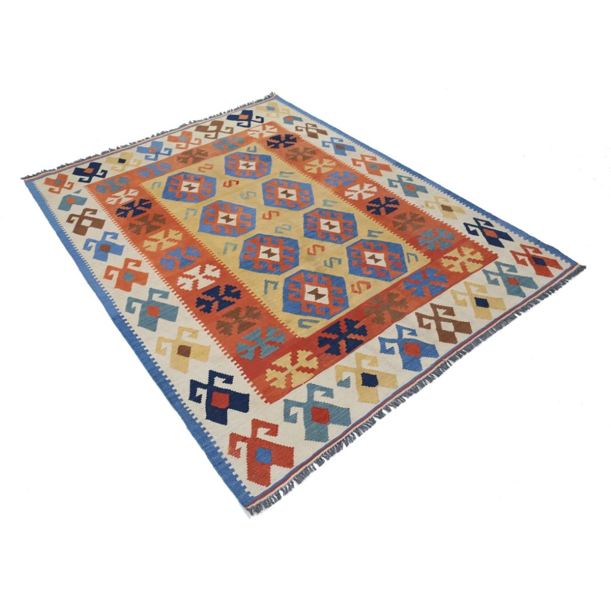 Kafkaas 5x7 Hand Woven Washable Wool Rug - Colorful