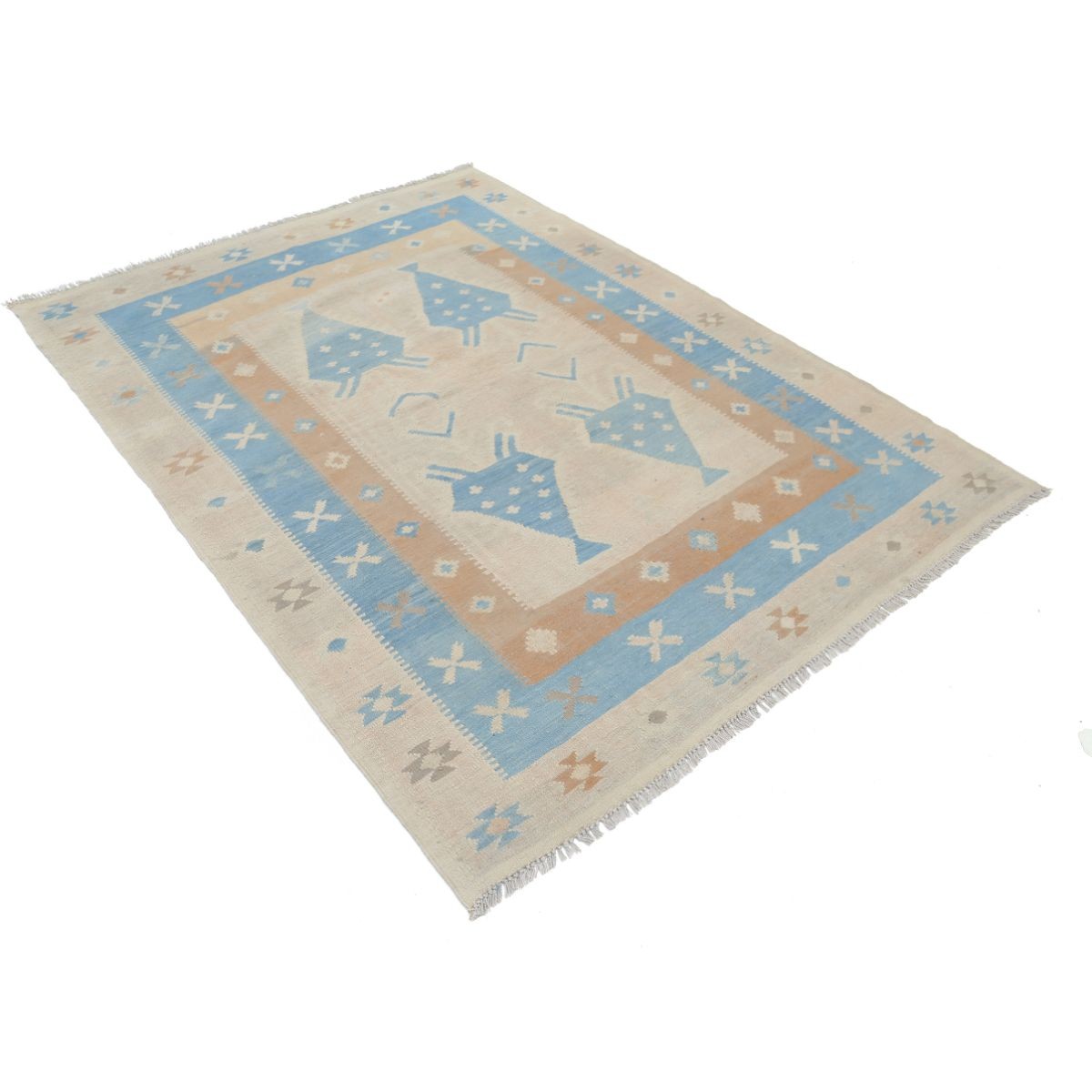 Kafkaas 5x7 Hand Woven Washable Wool Rug - Soft Hues