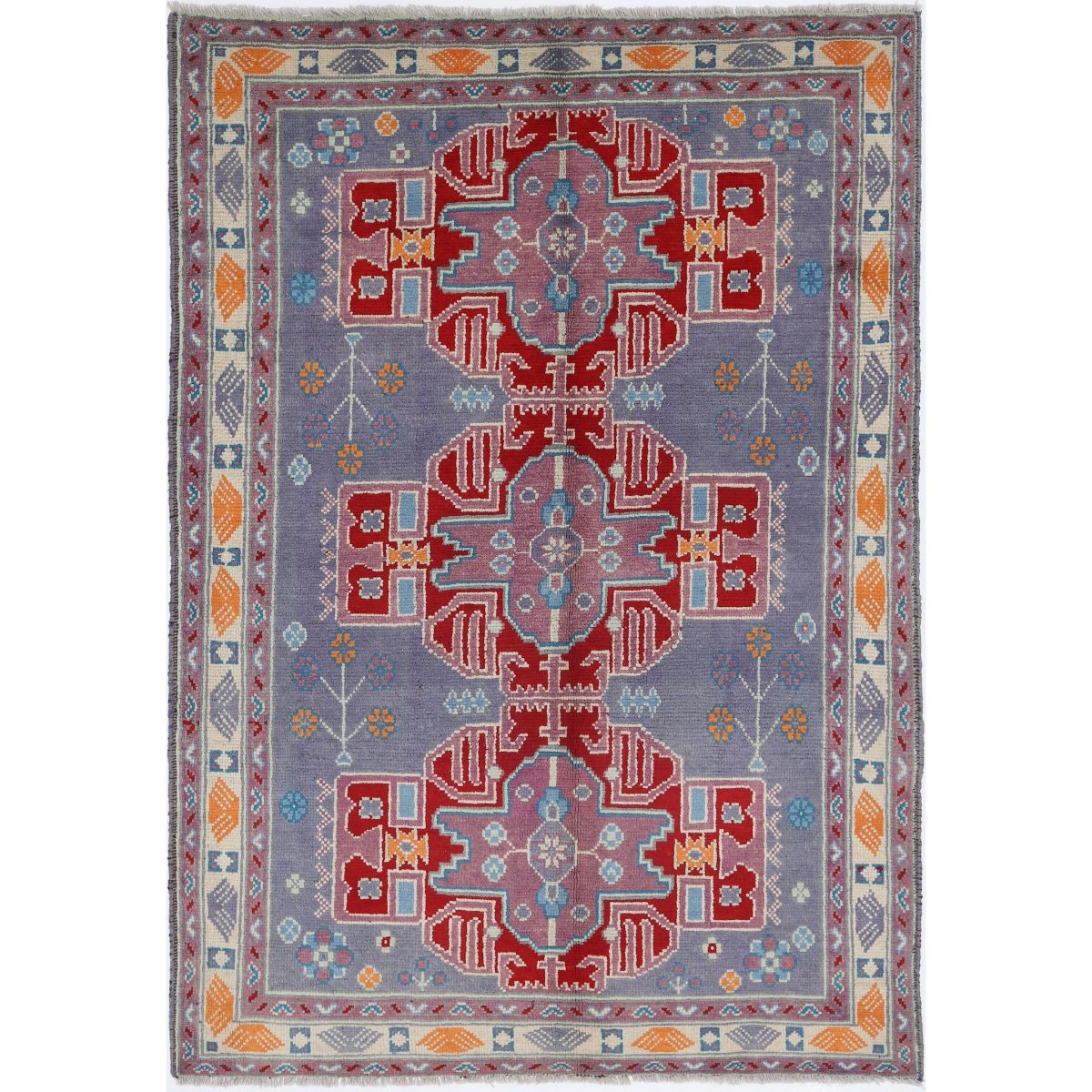 Revival 5x7 Handmade Double Knotted Washable Wool Rug - Colorful