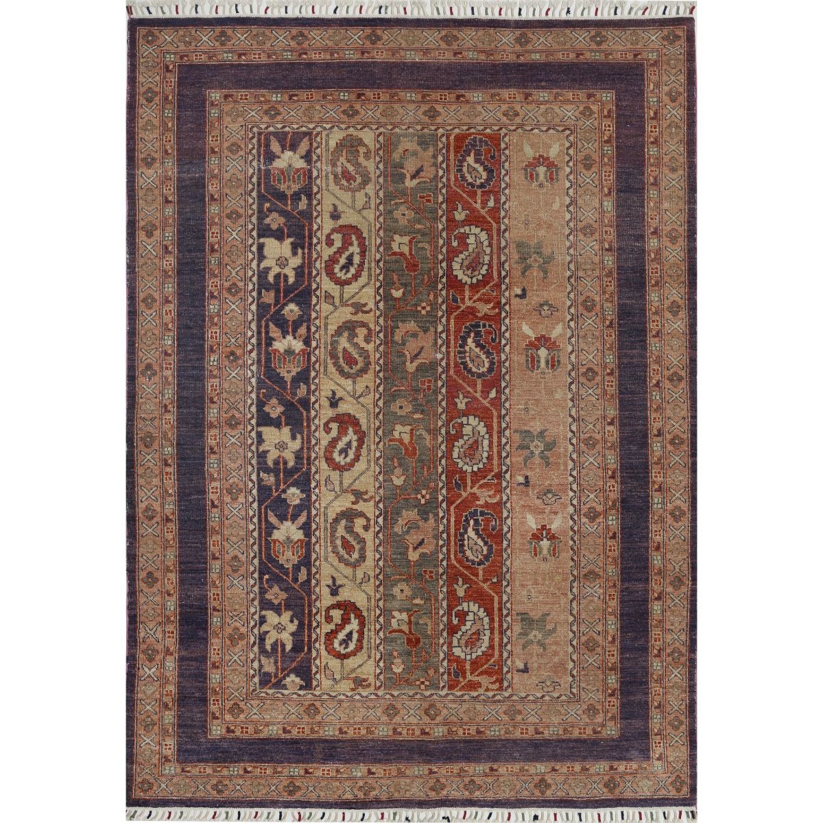 Shaal 5x8 Handmade Double Knotted Washable Wool Rug - Colorful