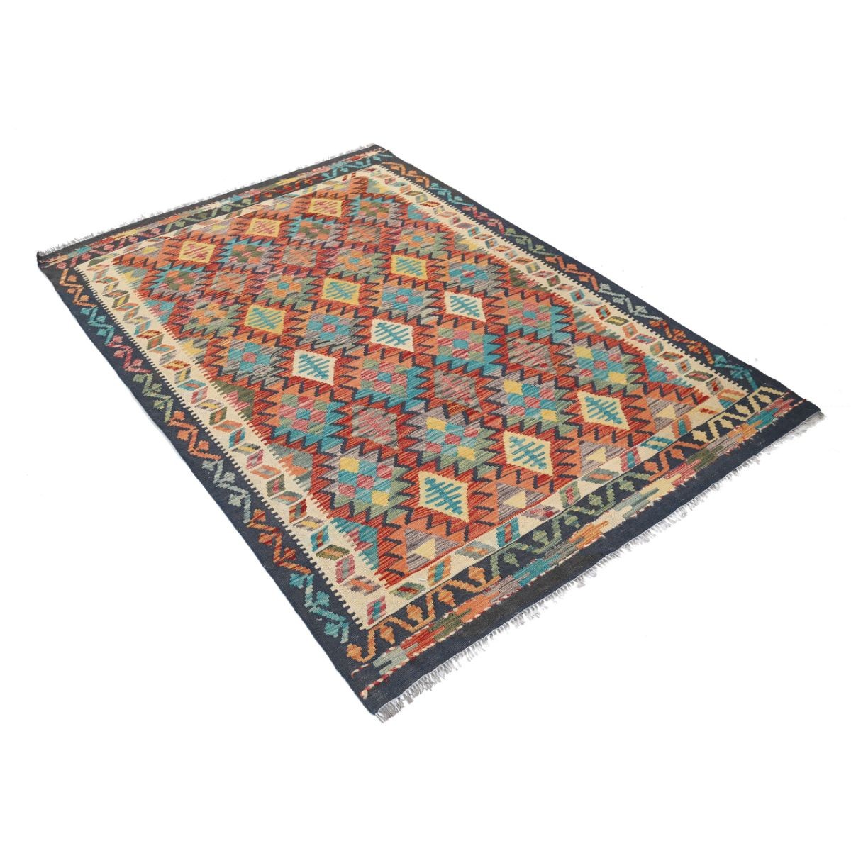 Maimana 5x6 Hand Woven Washable Wool Rug - Colorful