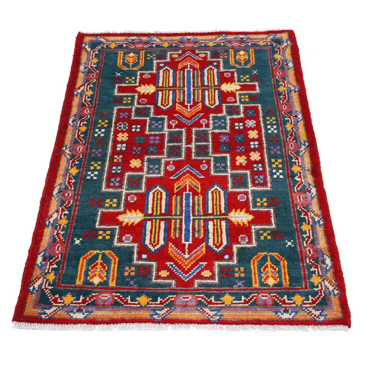 Revival 3x4 Handmade Double Knotted Washable Wool Rug - Colorful