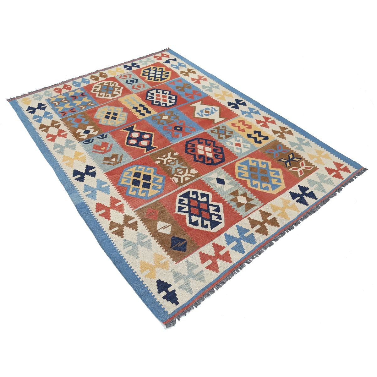 Kafkaas 5x7 Hand Woven Washable Wool Rug - Colorful