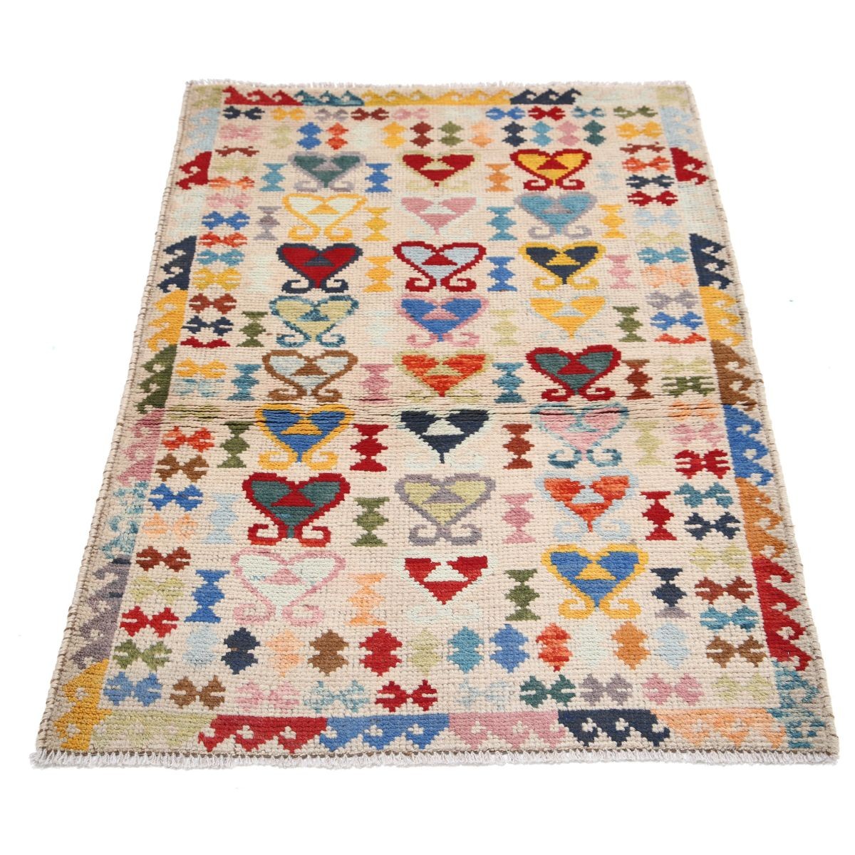 Revival 3x4 Handmade Double Knotted Washable Wool Rug - Colorful
