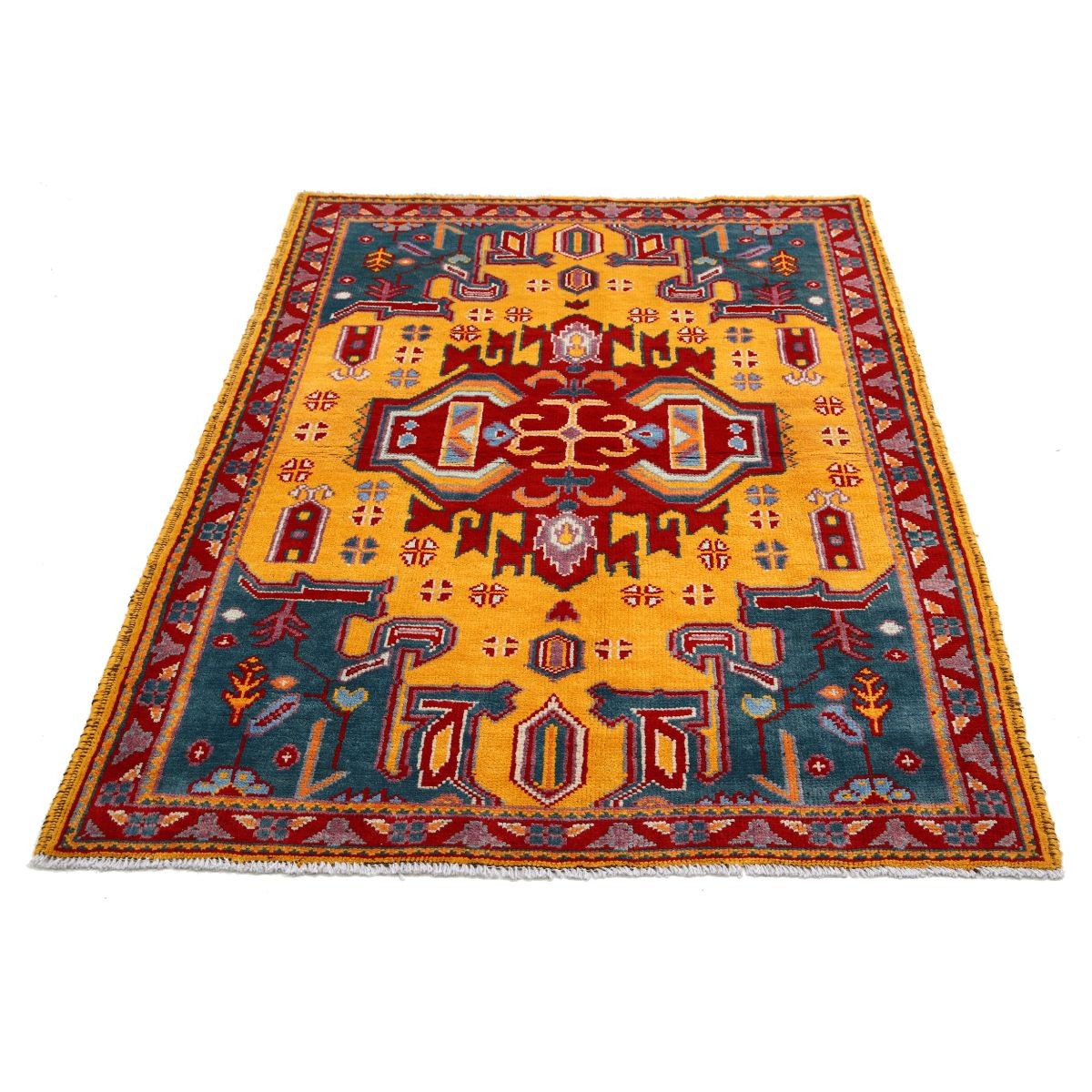 Revival 4x6 Handmade Double Knotted Washable Wool Rug - Colorful