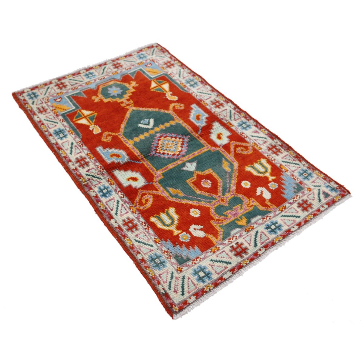 Revival 3x4 Handmade Double Knotted Washable Wool Rug - Colorful