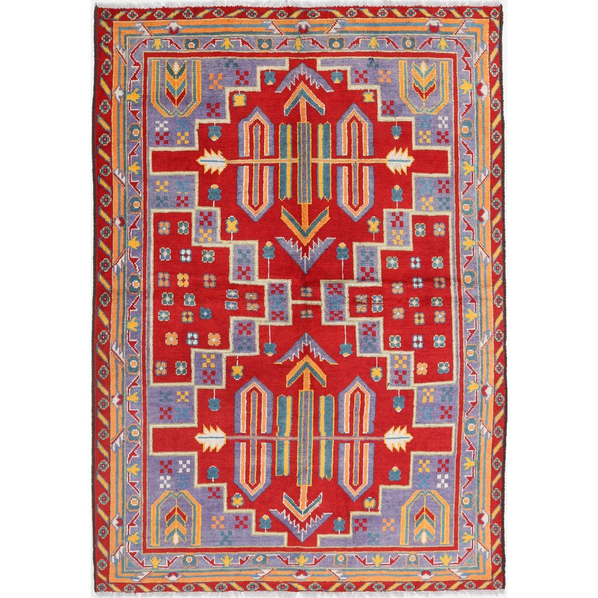 Revival 6x8 Handmade Double Knotted Washable Wool Rug - Colorful