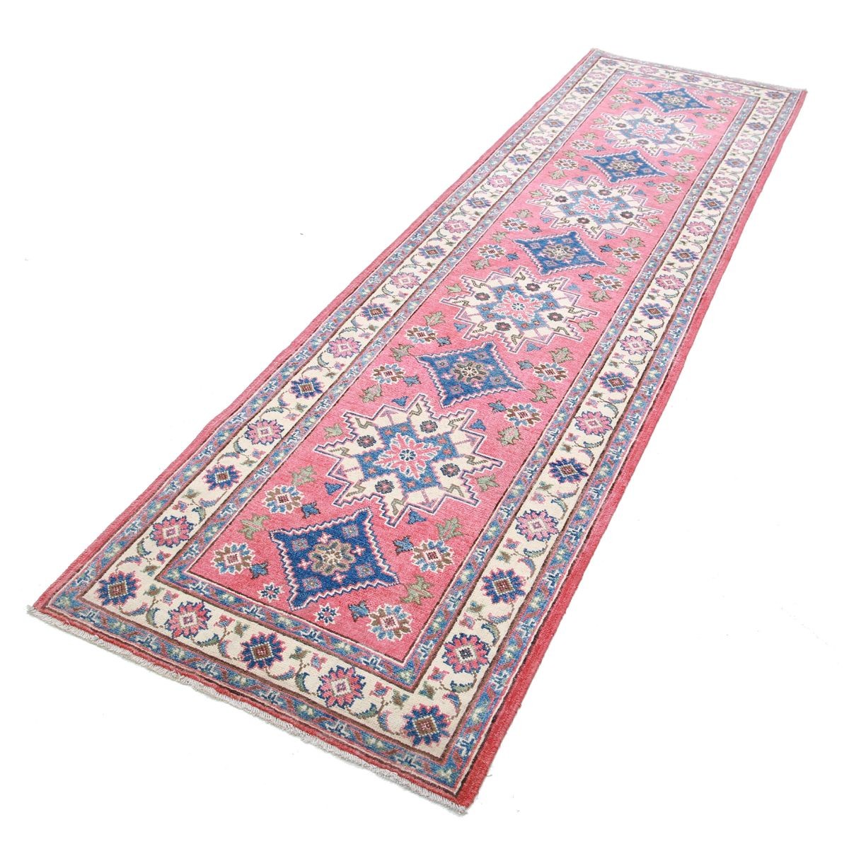 Kazak 3x9 Handmade Double Knotted Washable Wool Runner - Colorful