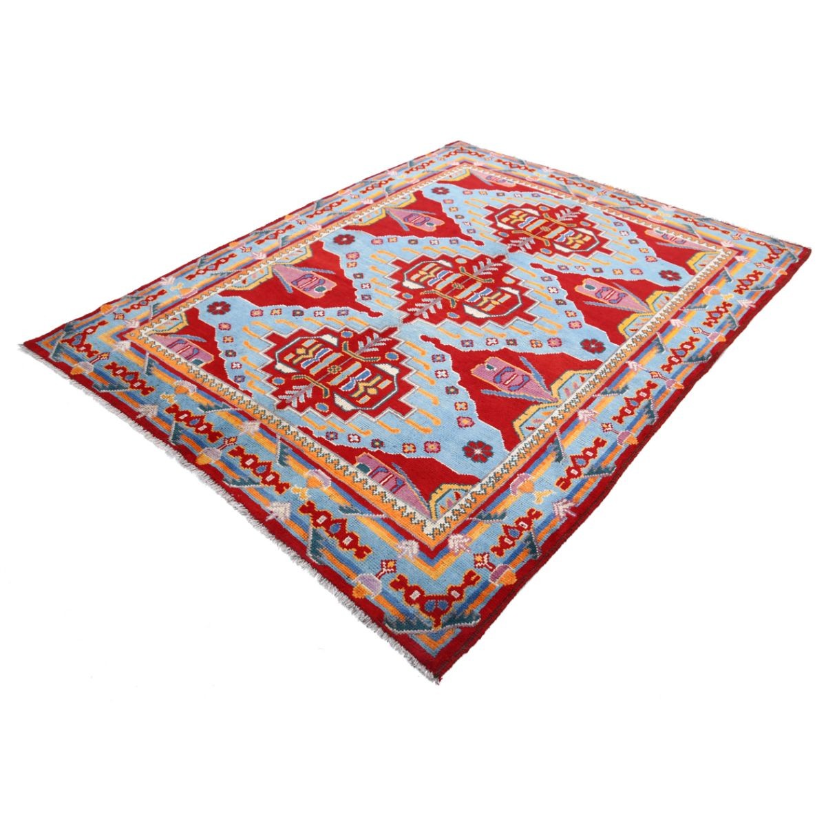 Revival 6x8 Handmade Double Knotted Washable Wool Rug - Colorful
