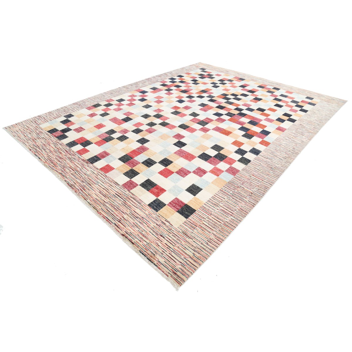 Modcar 10x13 Handmade Double Knotted Washable Wool Rug - Colorful