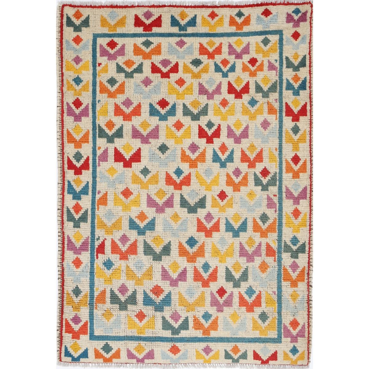 Revival 3x4 Handmade Double Knotted Washable Wool Rug - Colorful
