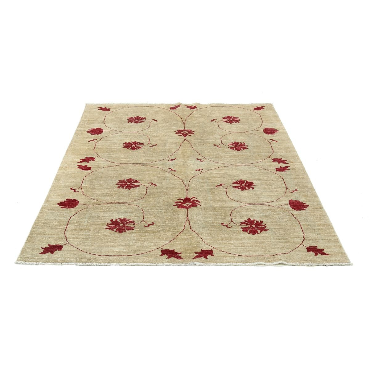 Modcar 5x6 Handmade Double Knotted Washable Wool Rug - Colorful