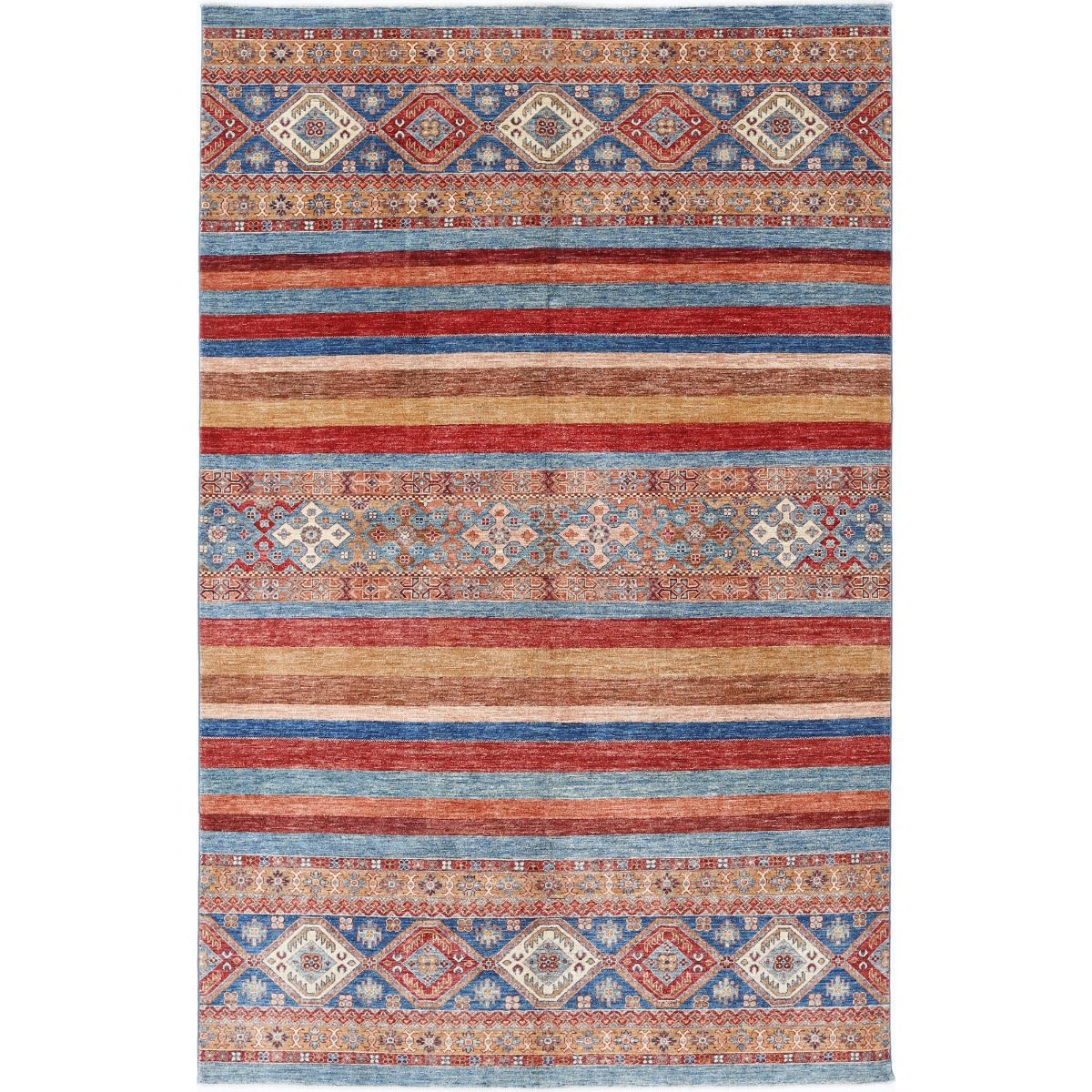 Khurjeen 7x10 Handmade Double Knotted Washable Wool Rug - Colorful