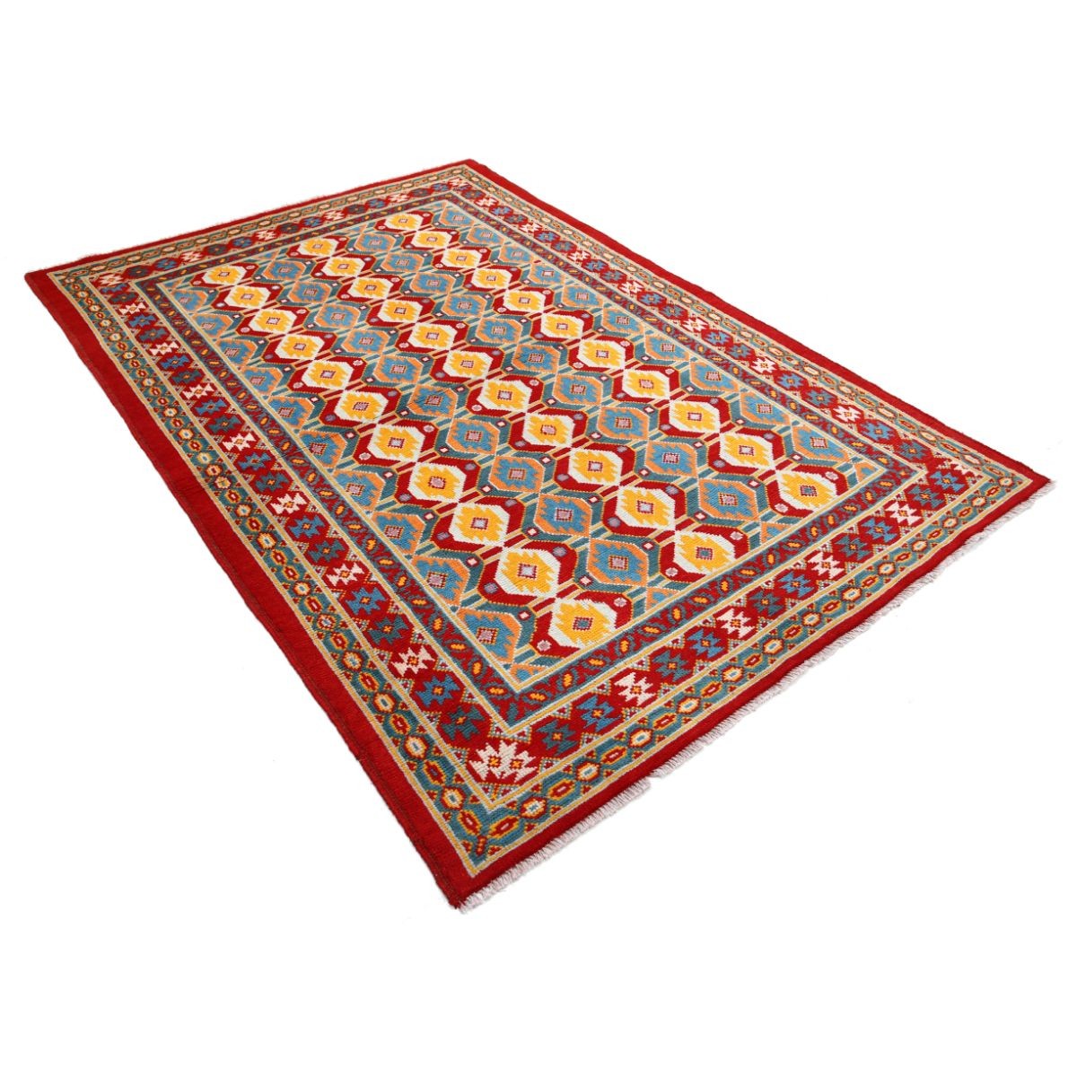 Revival 6x8 Handmade Double Knotted Washable Wool Rug - Colorful