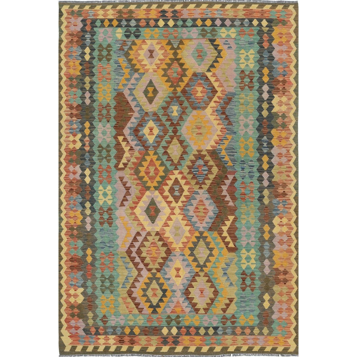 Maimana 7x10 Hand Woven Washable Wool Rug - Colorful