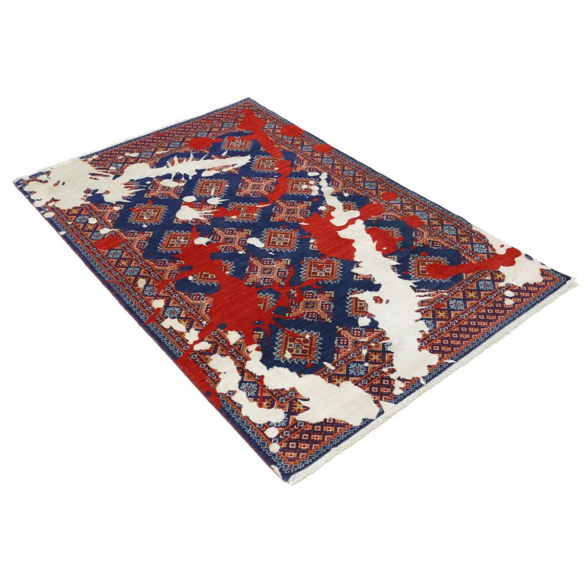 Ajrak 4x6 Powered-Loomed Washable Wool Rug - Colorful