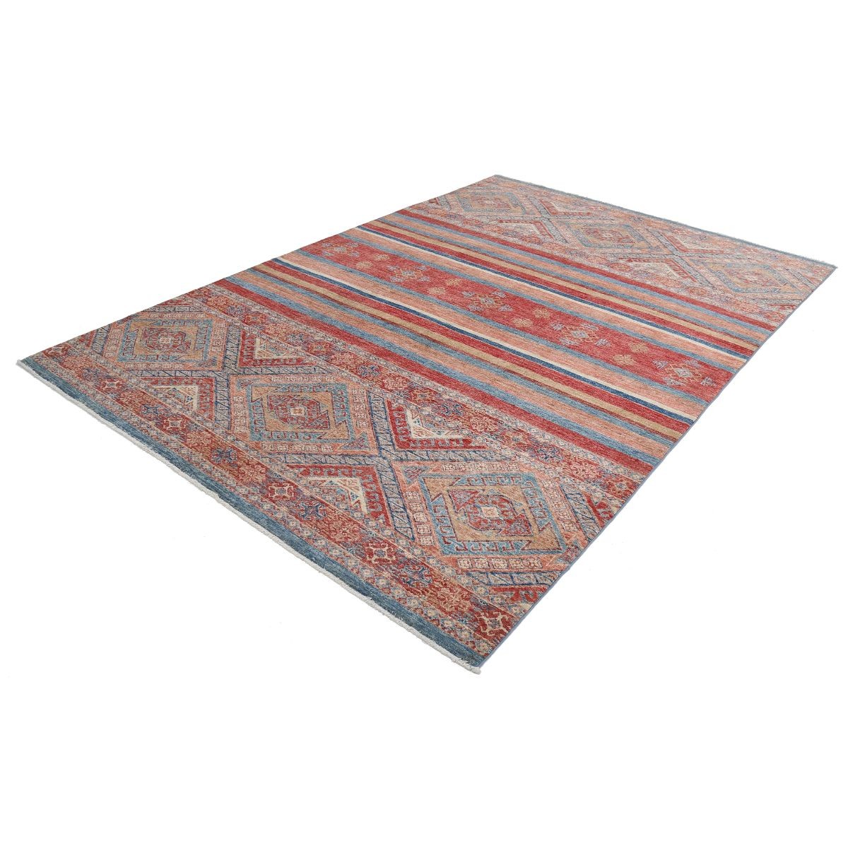 Khurjeen 7x9 Handmade Double Knotted Washable Wool Rug - Colorful