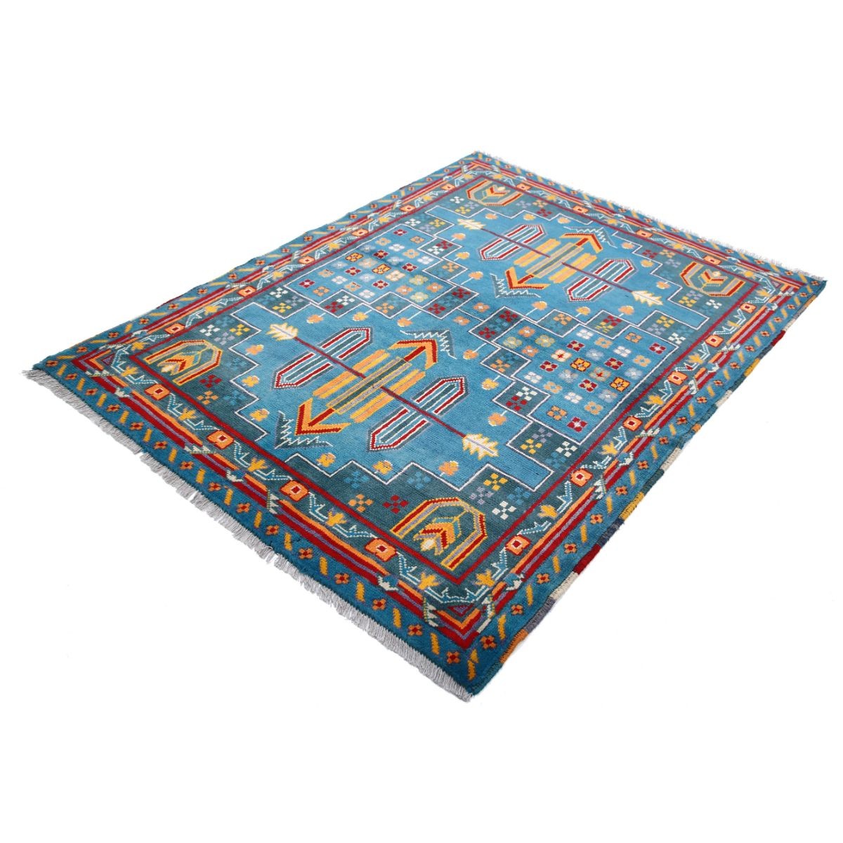 Revival 5x6 Handmade Double Knotted Washable Wool Rug - Colorful