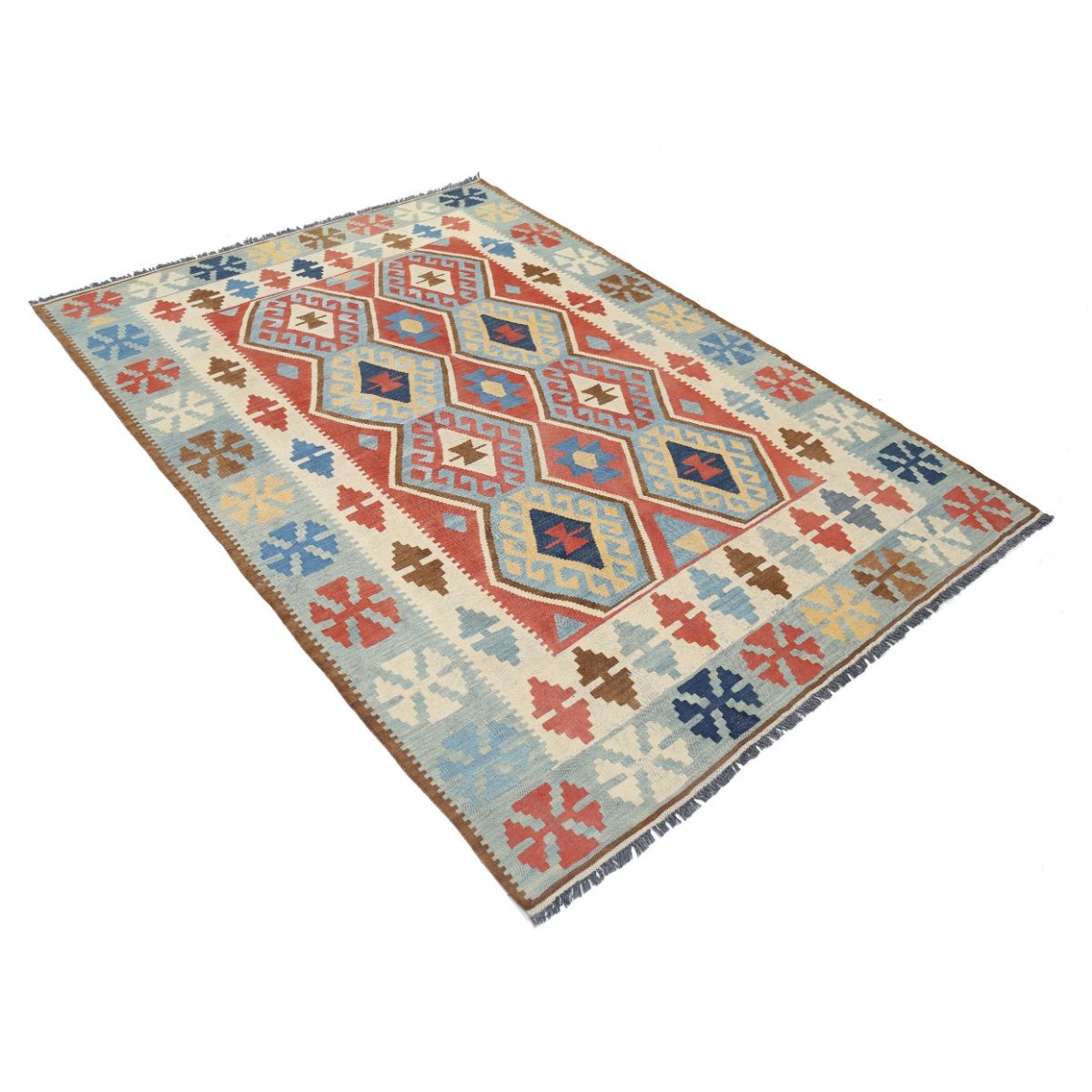 Kafkaas 5x7 Hand Woven Washable Wool Rug - Colorful