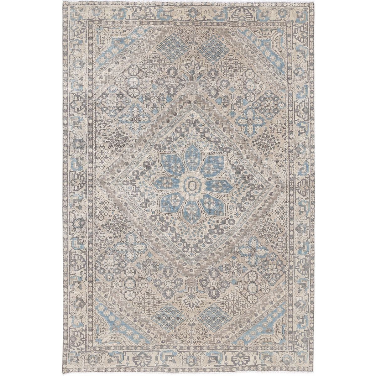 Vintage 7x10 Handmade Double Knotted Washable Wool Rug - Soft Hues