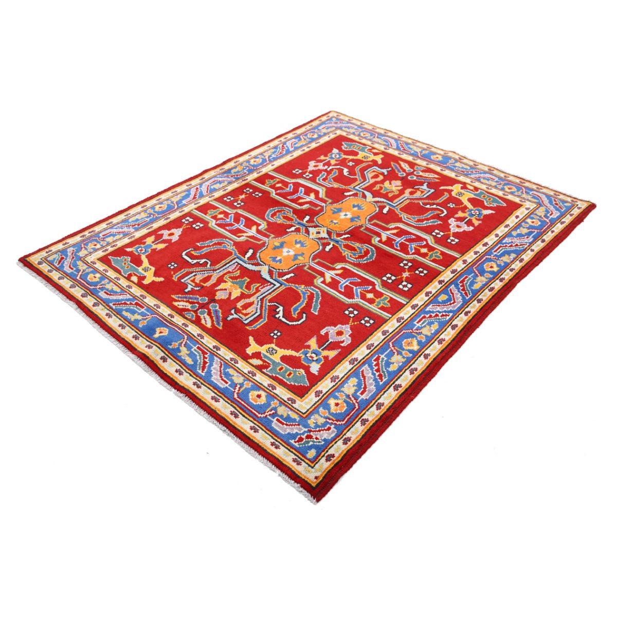 Revival 5x7 Handmade Double Knotted Washable Wool Rug - Colorful