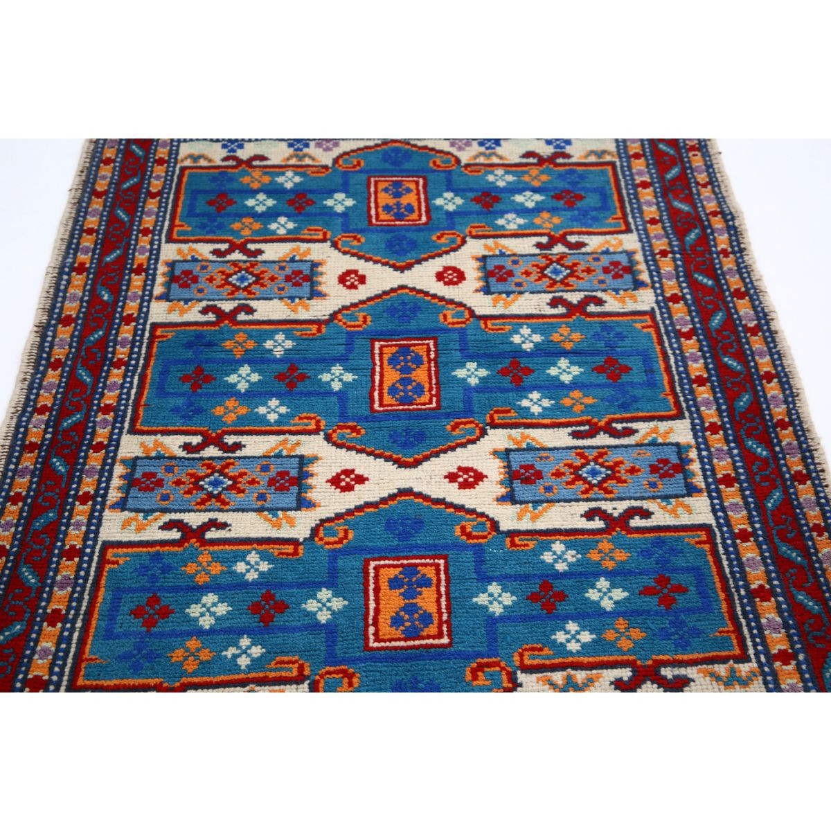 Revival 4x5 Handmade Double Knotted Washable Wool Rug - Colorful