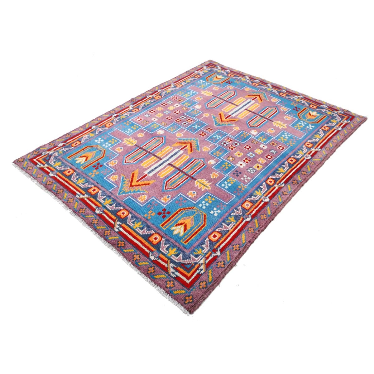 Revival 5x6 Handmade Double Knotted Washable Wool Rug - Colorful