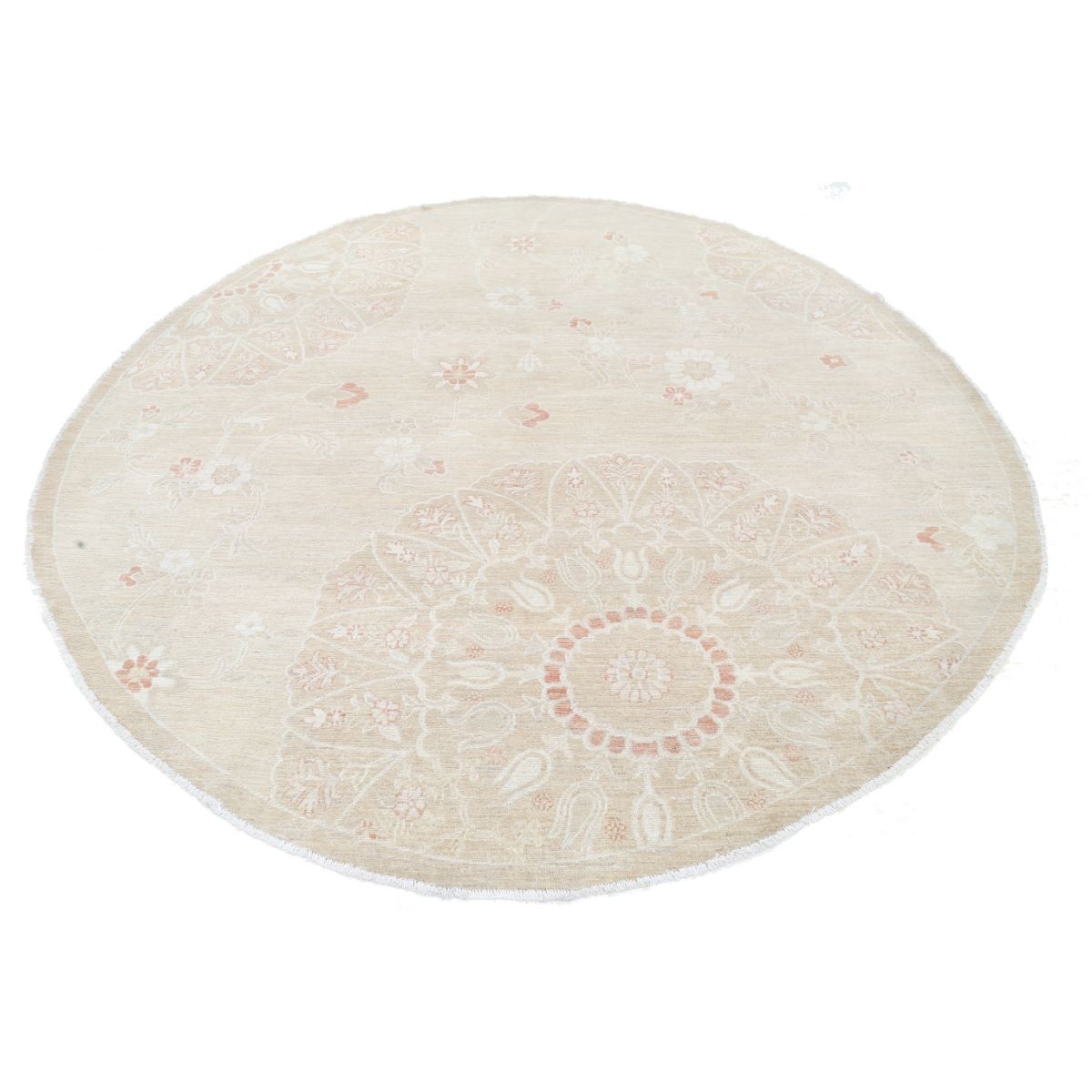 Serenity 8x9 Handmade Double Knotted Washable Wool Round Rug - Soft Hues