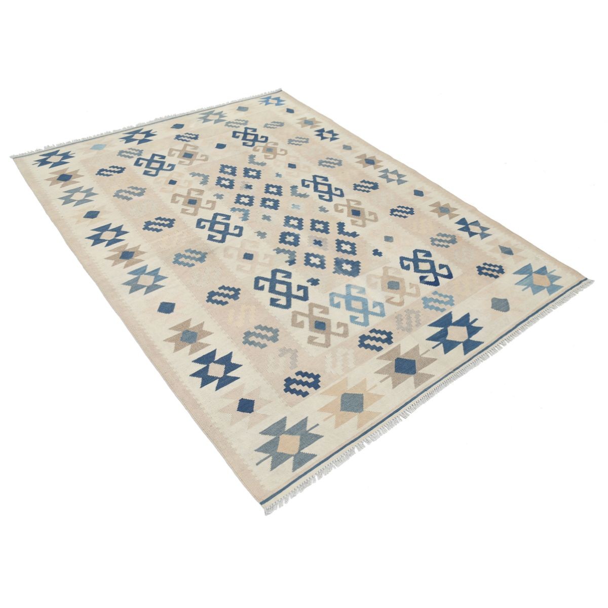 Kafkaas 5x8 Hand Woven Washable Wool Rug - Soft Hues