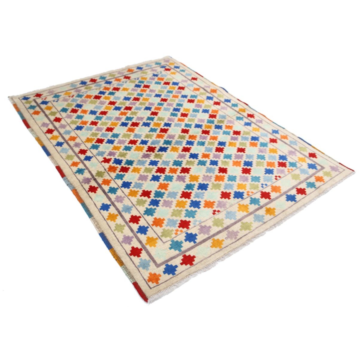 Revival 5x7 Handmade Double Knotted Washable Wool Rug - Colorful